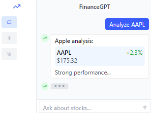 Chat interface answering questions about stocks